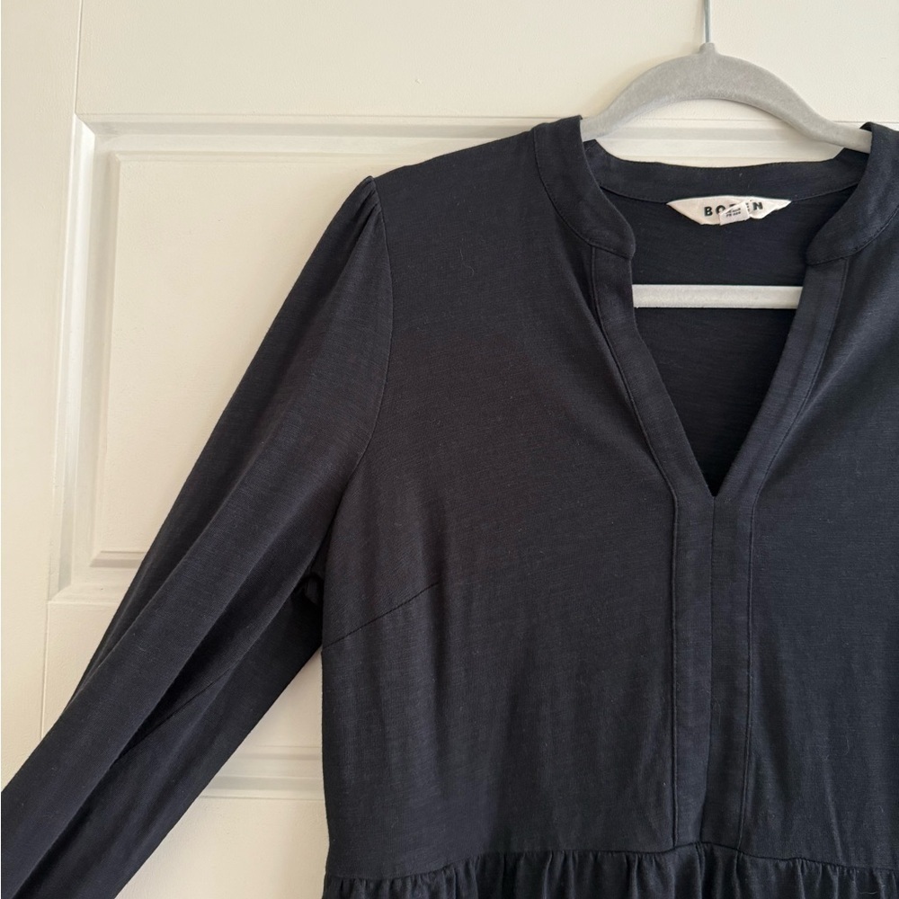 Boden Long Sleeve Black Simple Basic Midi Dress Size 10 Regular - Picture 2 of 4